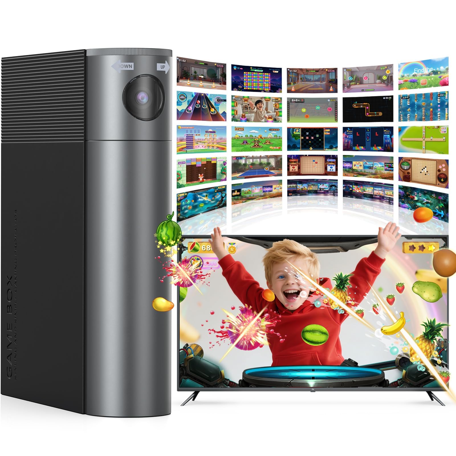 Console Giochi TV per Bambini: Sistema Plug and Play per Sport in Casa | con Sensore di Movimento AR; Videogiochi Interattivi Educativi; Idea Regalo per Bambino e Bambina 3+ Anni (Gris)