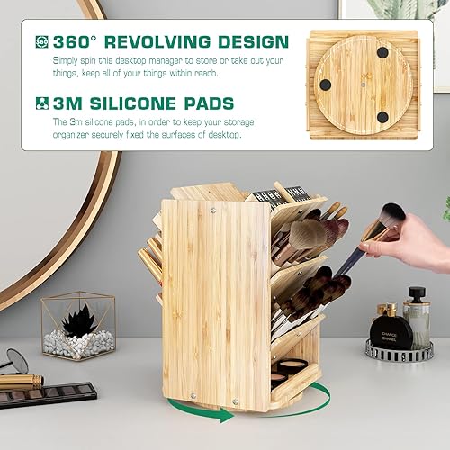 Miniatura 5 de Organizador de escritorio de bambú accesorios de almacenamiento  13 compartimentos ultra grandes, capacidad para más de 1000 lápices, fácil de