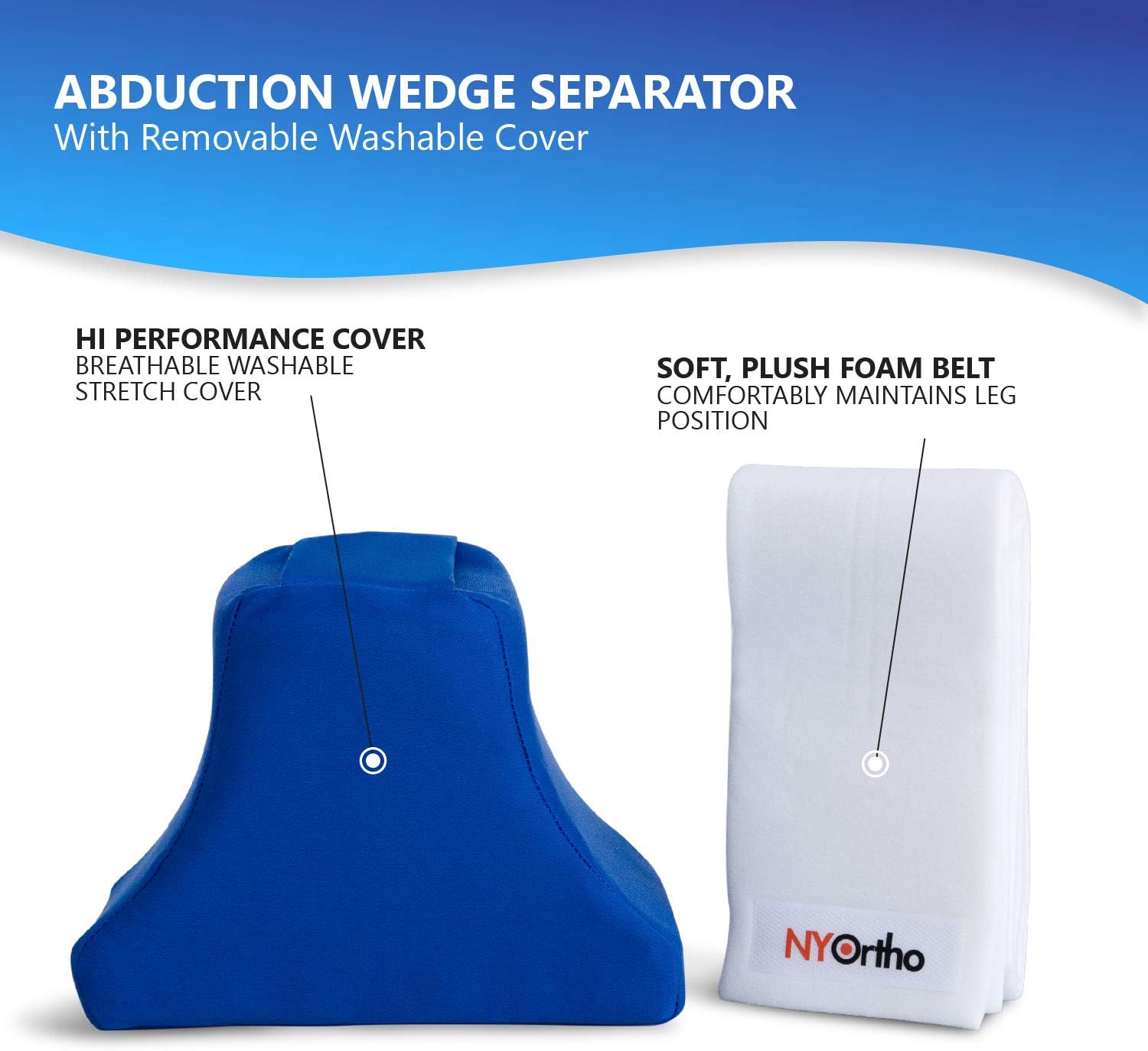 NYOrtho Abduction Wedge Knee Separator for Hip Surgery Recovery – 4" Orthopedic Pillow for Leg Support, Contracture Prevention & Post Surgery Use – Wheelchair or Bed – Wipeable, Fluid-Resistant