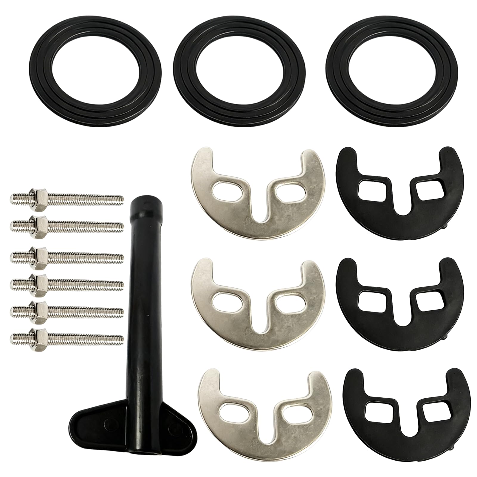 Juhuifu 16 PCS Monobloc Tap Fixing Kit, Kitchen Single Bowl Tap Fixing Kit - 2-Hole Bracket, Bolts, Washers and Plastic Wrench | for Bracket Replacement for Kitchen Sink Tap