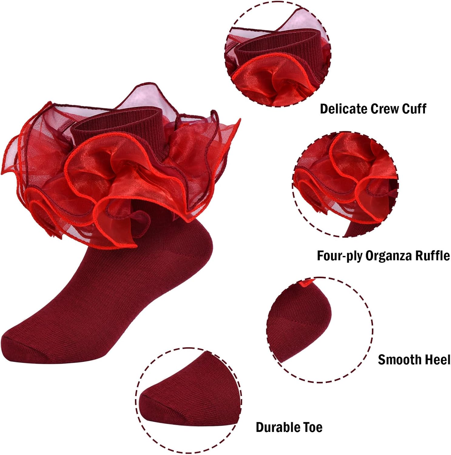 Toddler Girl Ruffle Socks with Big Four-Layer Fluffy Lace Frilly Turn Cuff Dress Baby Girls fancy Pageant - Image 4