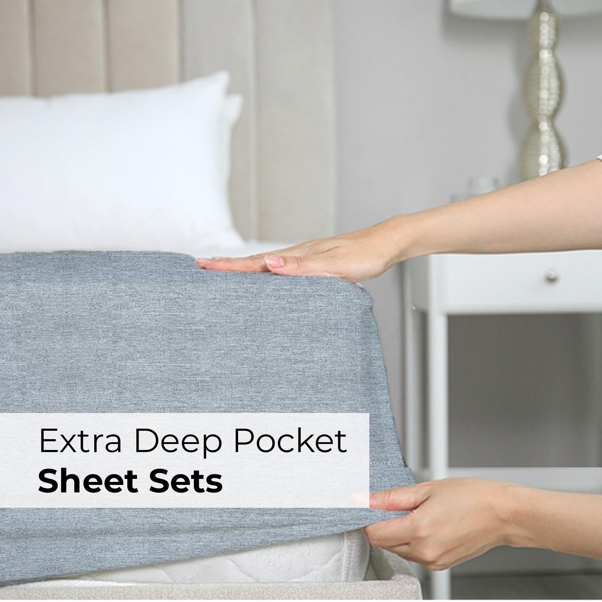 Extra Deep King Sheet Set 6 Piece Breathable & Cooling Sheets Hotel