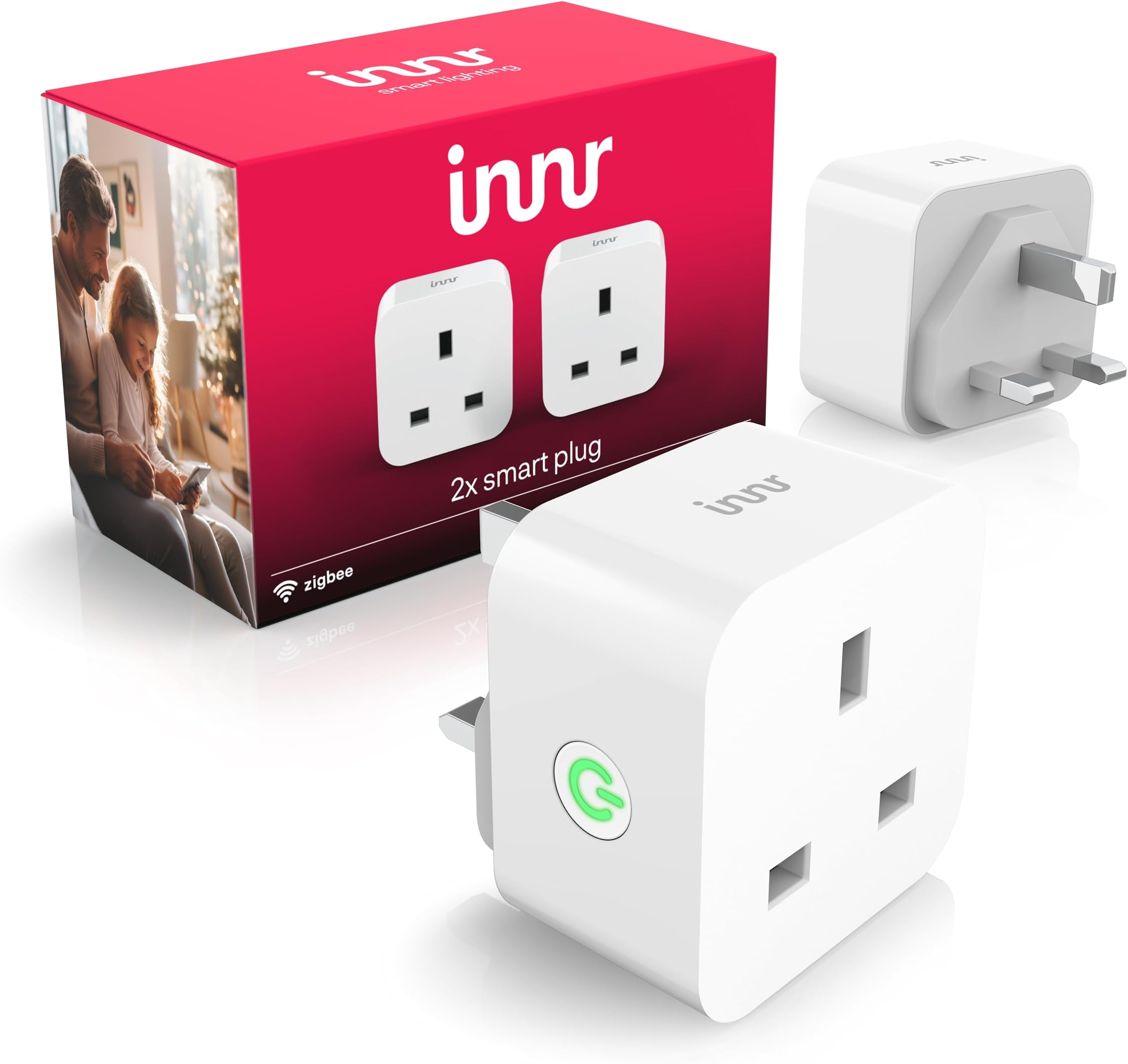 Zigbee Smart Plug, Works with Hue* and Alexa, works as Zigbee Repeater, Power Monitoring, 13A Smart Socket, 2-Pack