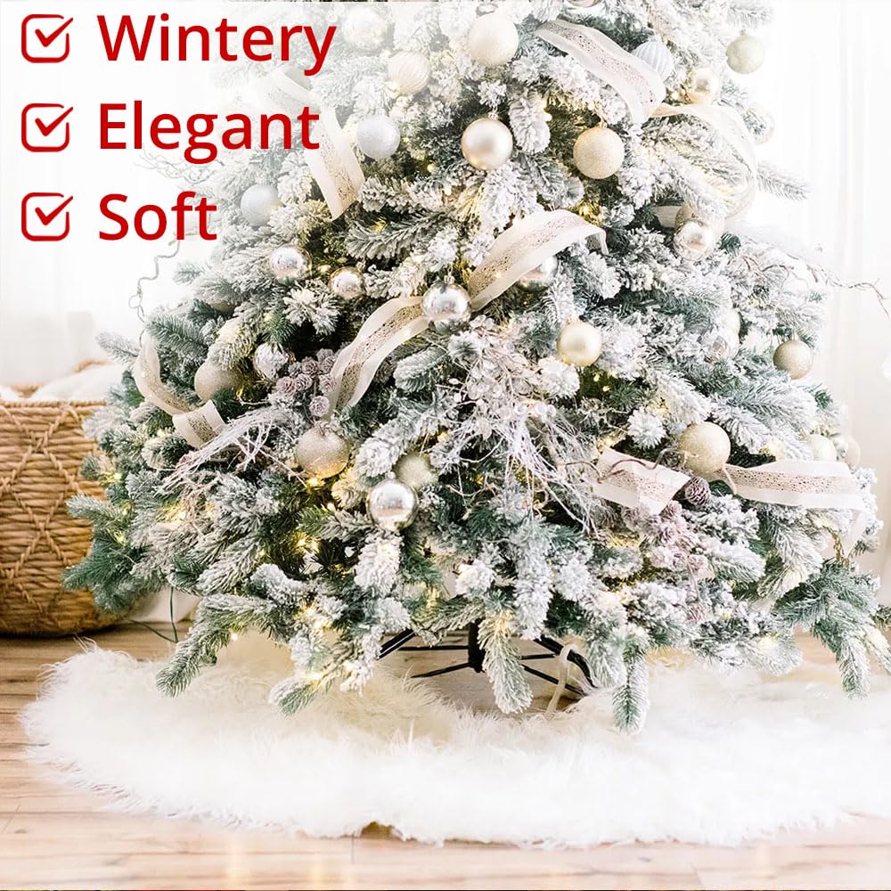 Manta para árbol de Navidad, color blanco, 90 cm de diámetro