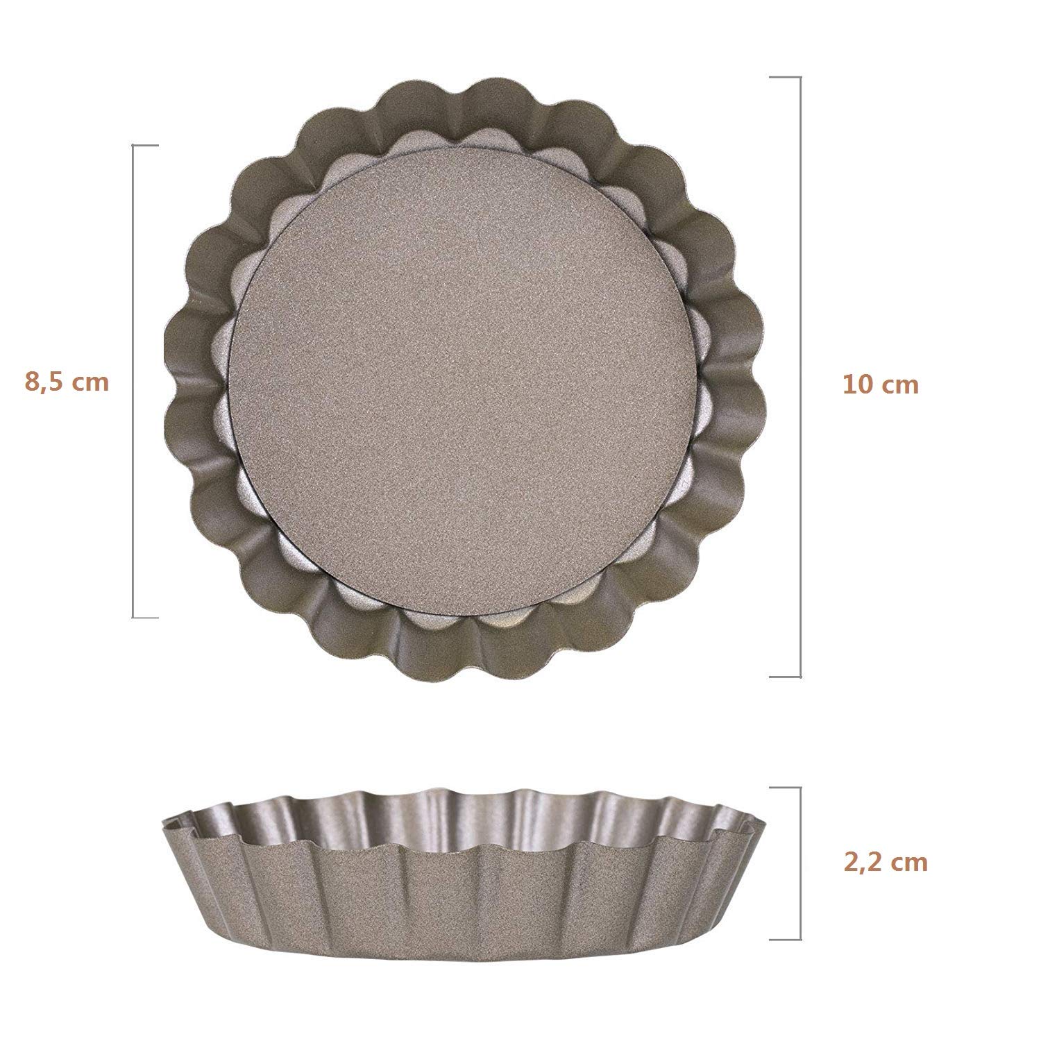 Bäcker & Lecker 6X Quicheformen mit 20 Papier-Tortenspitzen Obstkuchenform mit Hebeboden Backform für Quiche 10 cm (Mehrweg)
