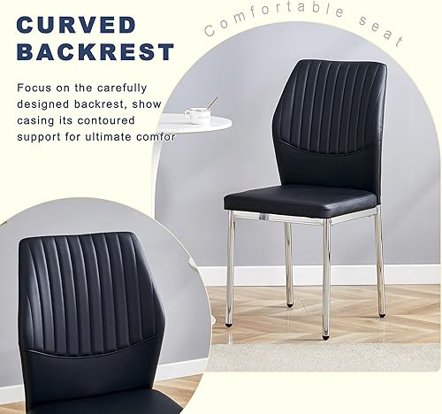 Miniatura 5 de Juego de 4 sillas de comedor, cómodas, de moda, suaves, acolchadas, con respaldo alto, patas de metal, adecuadas para sala de estar y dormitorio