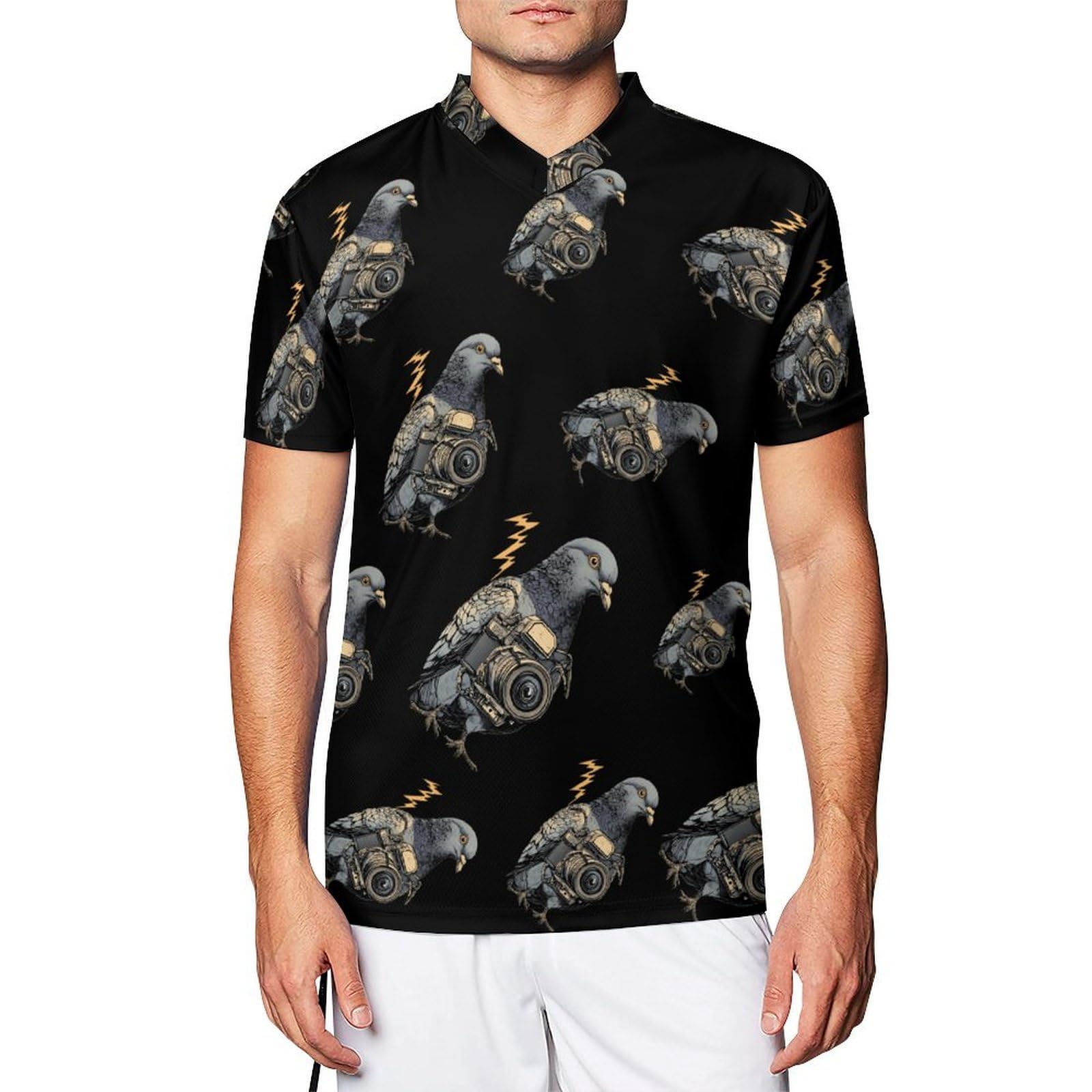 Camiseta deportiva para hombre con estampado resistente de Pigeons With Camera 8
