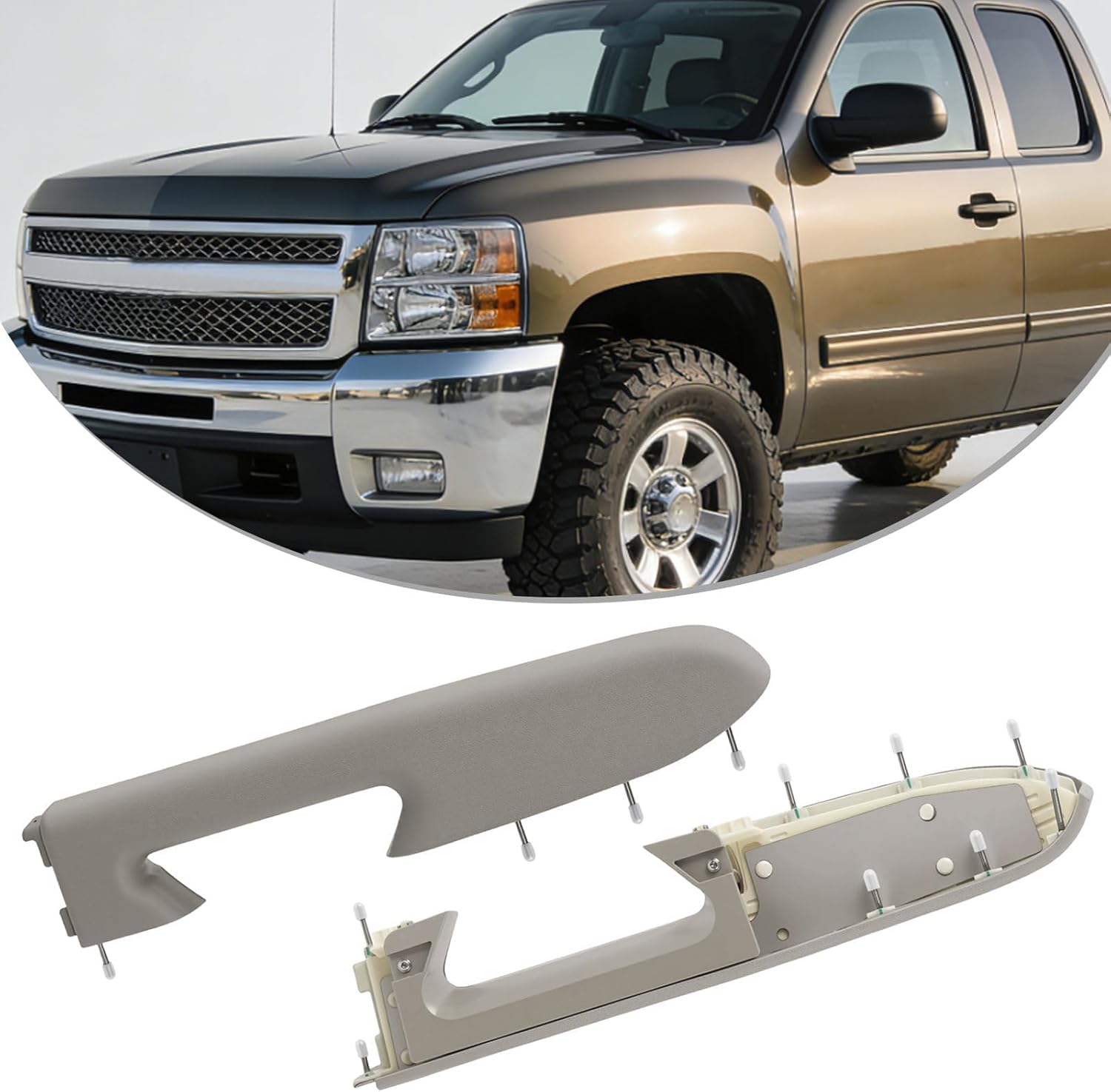 Door Armrests 22818471 Gray Right Passenger Side Compatible with 2010-2014 GMC Sierra 1500 2500HD 3500HD Chevy Silverado 1500 2500HD 3500HD Door Panel with Armrest-Mounted Release Handle