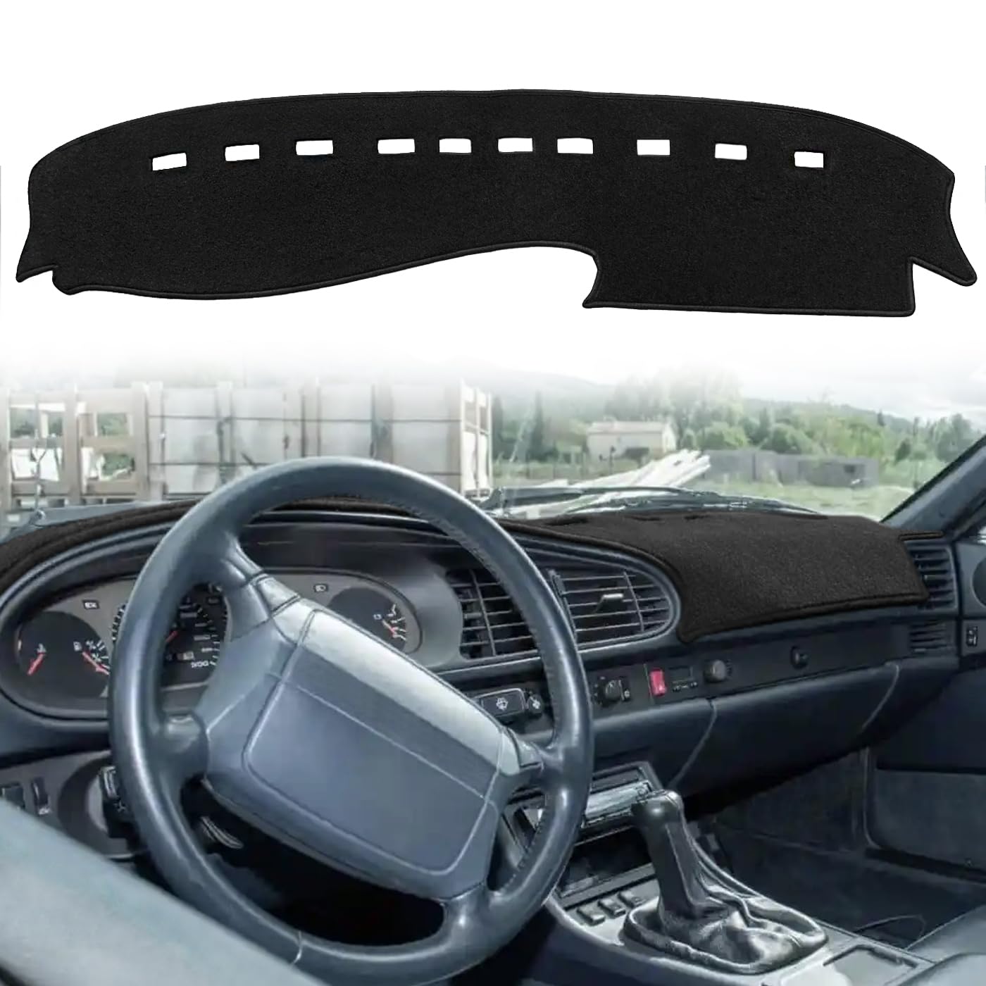 Dash Cover Mat Custom Fit for Porsche 944 968, Dashboard Cover Pad Carpet Protector (Black) F175