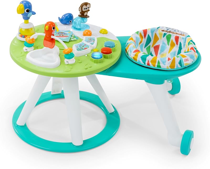 Around We Go Andador para bebés 2 en 1, mesa y centro de actividades Discovery, Tropic Cool, a partir de 6 meses