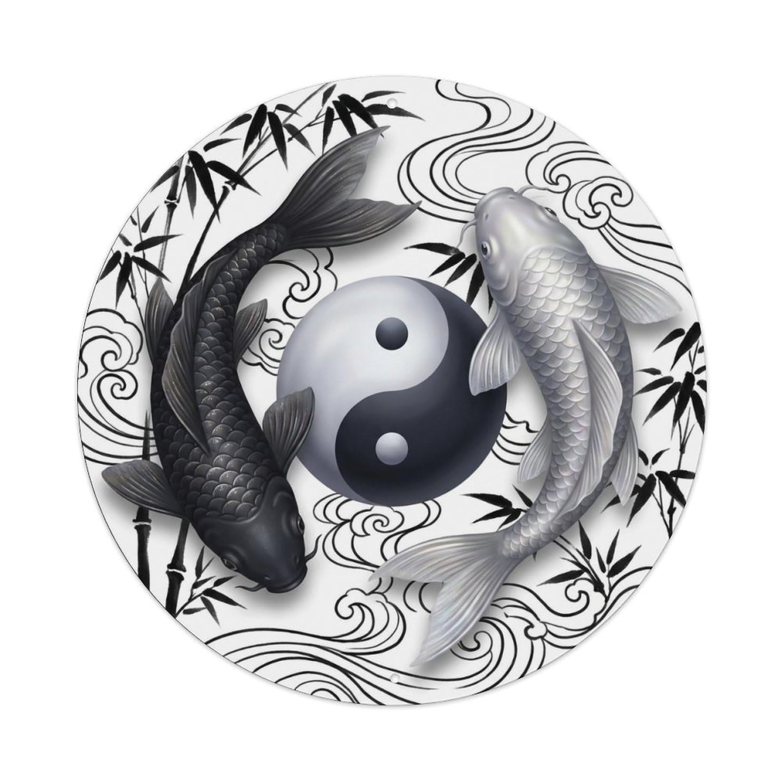 Tai Chi Koi Fish Ancient Philosophy Metal Tin Sign