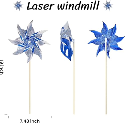 Miniatura 2 de Paquete de 10 molinillos reflectantes para patio y jardín, molinos de viento al aire libre, molinos de viento brillantes para decoración de jardín,