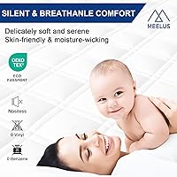 Vista 4 de Protector de colchón acolchado tamaño matrimonial, transpirable, impermeable, con bolsillo profundo ajustable de 8 a 21 pulgadas, funda de colchón