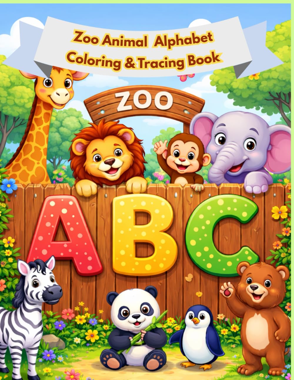 Zoo Animal Alphabet Coloring and Tracing Book for Toddlers & Preschoolers: Learn A to Z with 26 Cute Zoo Animals – Fun Coloring & Tracing for Ages 3–6