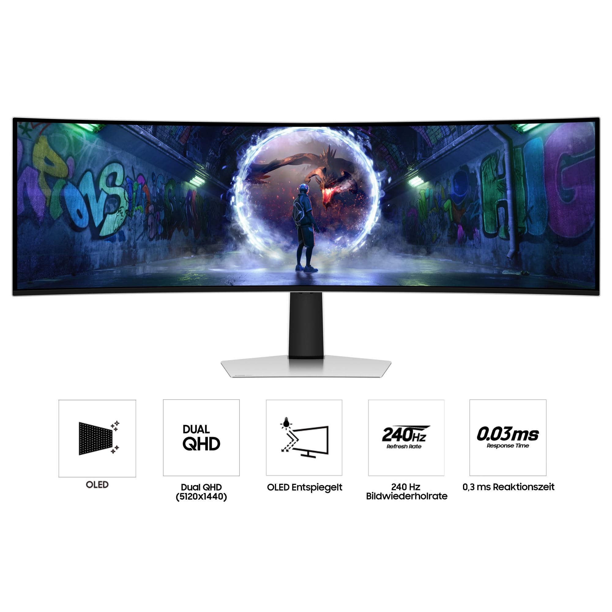 Samsung 49 Zoll Odyssey OLED G9 G93SD DQHD Gaming Monitor 240 Hz 0,03 ms Reaktionszeit OLED Glare Free
