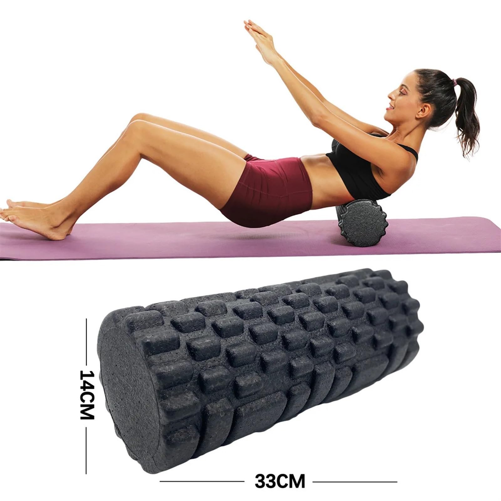 Rullo di Schiuma Colonna Yoga Palestra Fitness Muscolo della Schiena Corpo Rilassamento Massaggiatore Esercizio Yoga Blocco Modellante Allenamento Foam Roller(33CM Light Blue A)