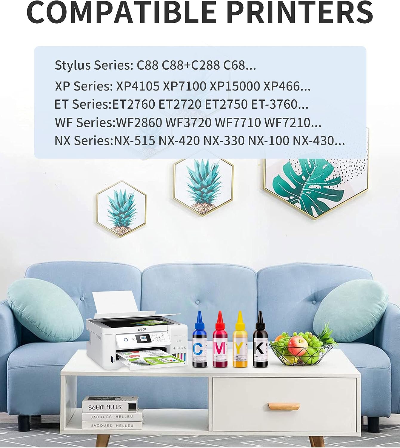 HTVRONT Sublimation Ink for Epson ET-2720 ET-2760 ET-4760 ET4700 WF7710 WF7210 WF7720 XP7100 C88, Vibrant Colors & Non-Fading Sublimation Ink