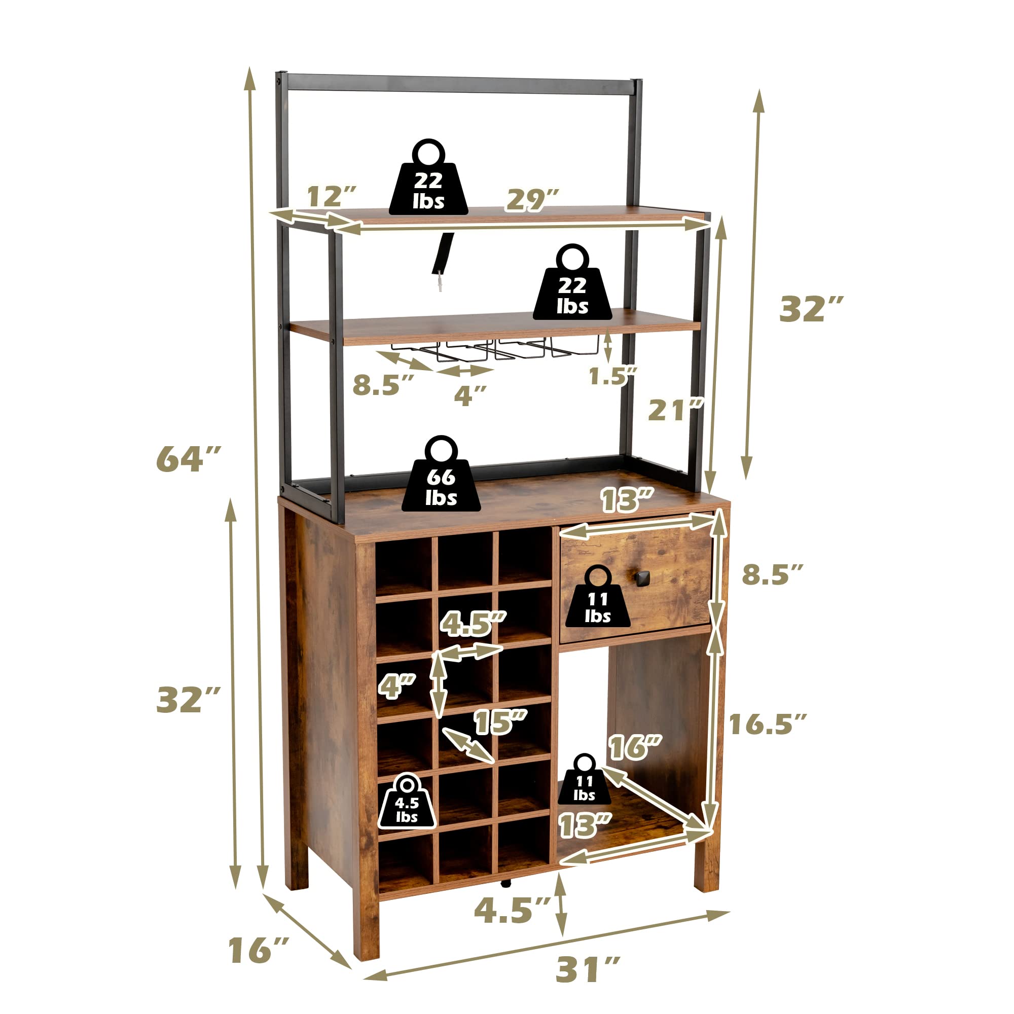 LOKO Bar Cabinet, Buffet Table Midcentury Coffee Bar Cabinet With ...