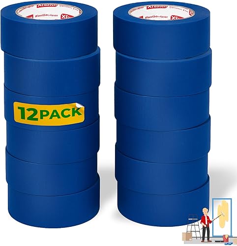 Miniatura 32 de XFasten Cinta azul profesional para pintores, multiuso, 3 pulgadas x 60 yardas, tecnología de línea de borde afilado, produce líneas afiladas