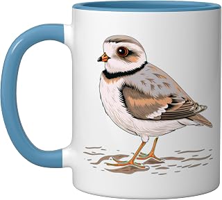 Piping Plover Bird Ceramic Mug, Blue/White