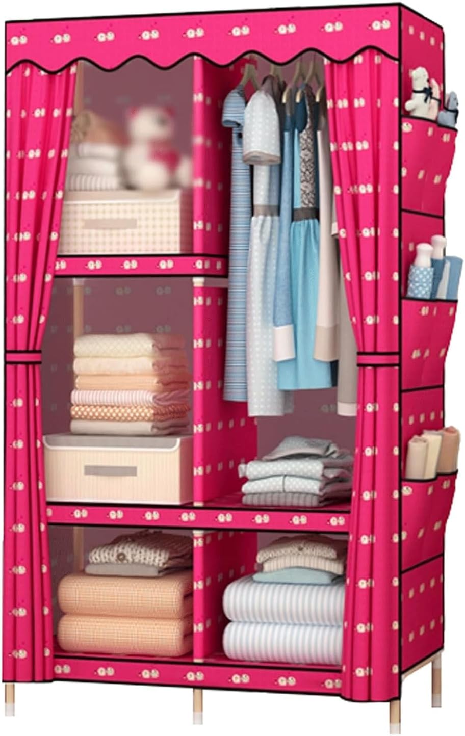 Portable Closet Small Wardrobe Closet Wood Portable Wardrobe Fabric Closets for Bedroom Easy to Assemble Closet Storage Clothes Closet Spacious