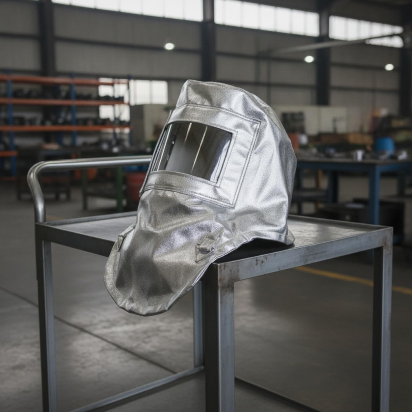 predolo Capuc Aluminizada Anticalórico Capuc con Pantalla Ignífugo Indumentaria Protección para Fundición, Trabajos en Caliente