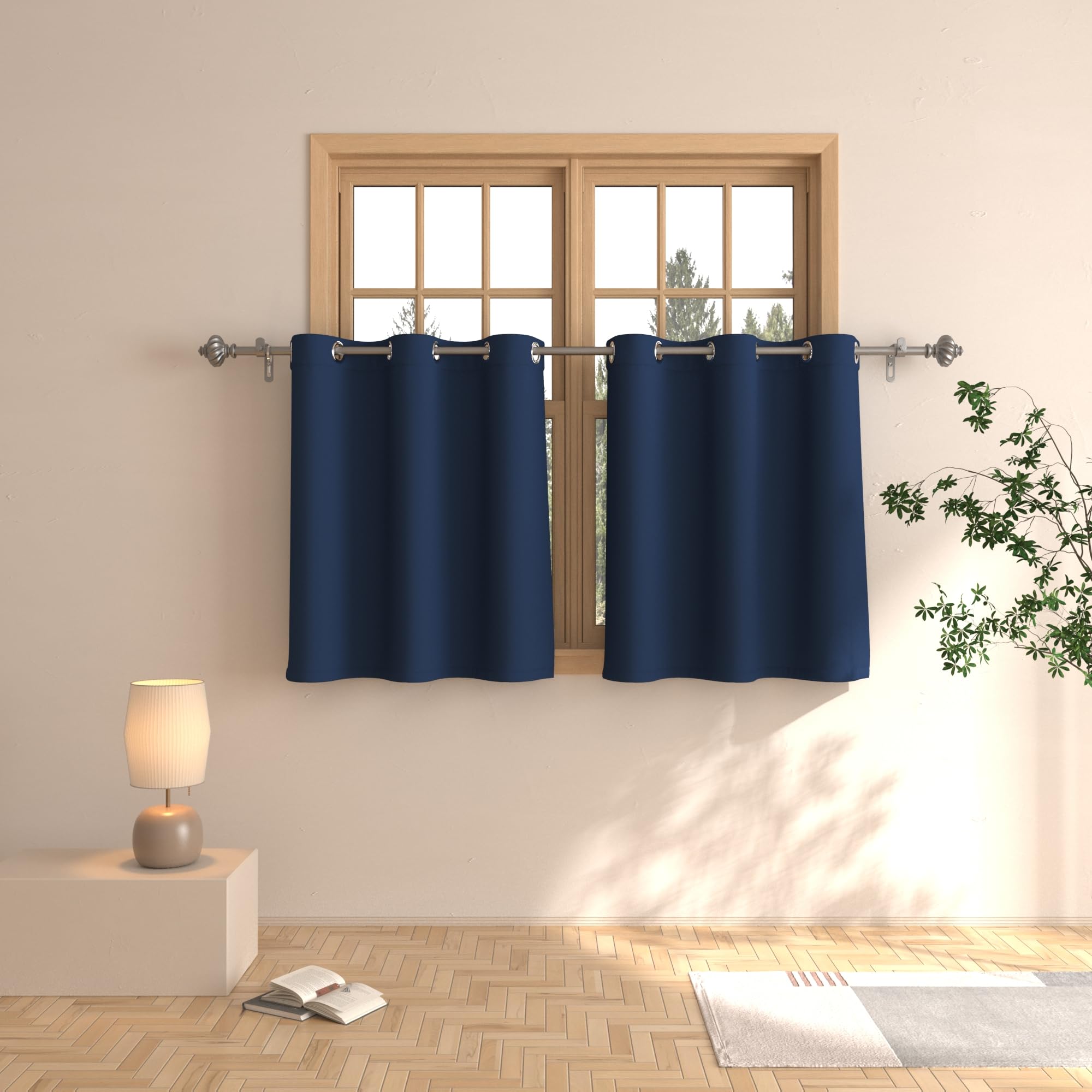 Rideaux occultants pour demi-fenêtre UPOPO éliminant les vis-à-vis en salle de bain