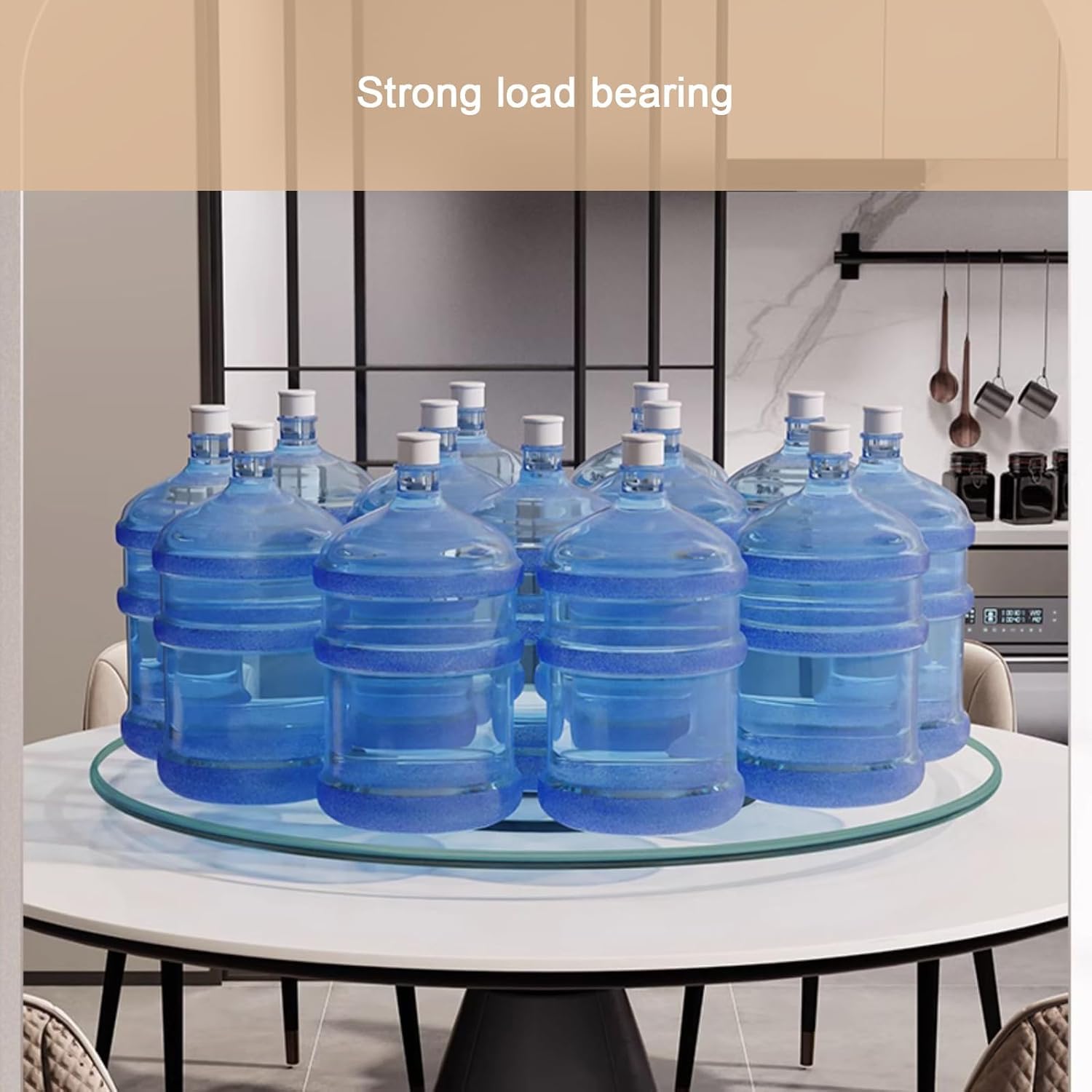 Plateau tournant Lazy Susan, écran en verre trempé, roulement en alliage d'aluminium pour cuisine et salle à manger, idéal pour partager facilement les aliments