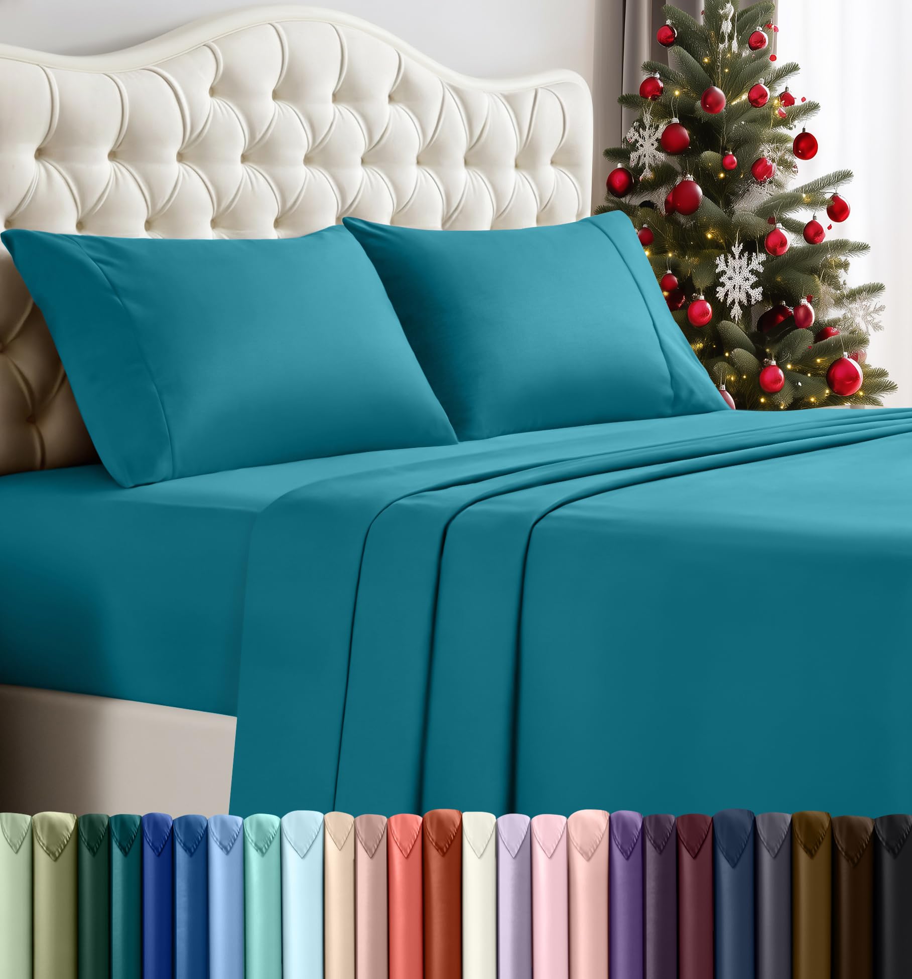 Utopia Bedding King Sheet Set – 4 Piece Bed Sheets for King Size Bed, Soft and Breathable Microfiber, Includes 1 Fitted Sheet, 1 Flat Sheet and 2 Pillowcases (Denim Blue)