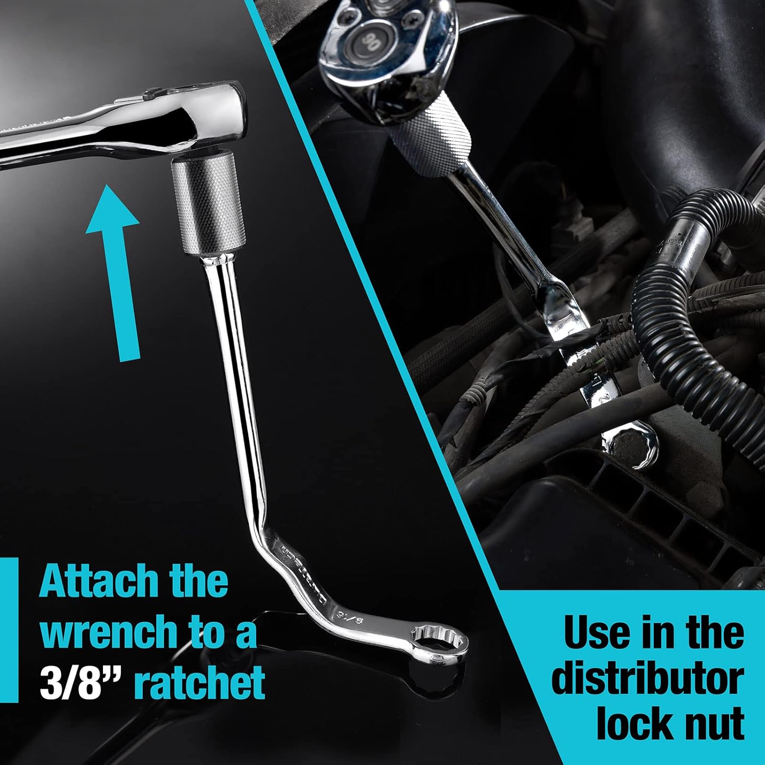 DURATECH Pro Distributor Clamp Wrench Set, SAE, 2-Piece, 1/2" & 9/16", 12 Point