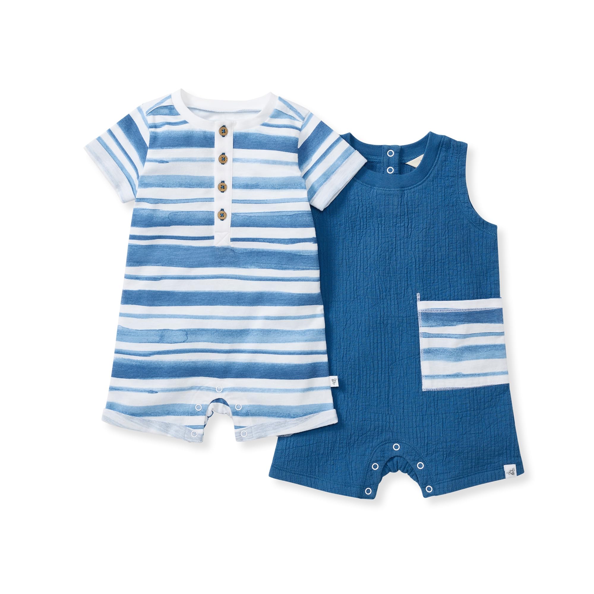 Burts Bees Baby Baby Boys Rompers 100 Organic Cotton One-piece Coverall and Layette 2-pack Set
