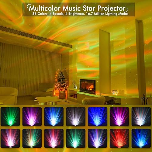 Miniatura 2 de Proyector de galaxia, proyector de luces de estrella para dormitorio con 33 luces, proyector Aurora con altavoz Bluetooth 5.0, aplicación