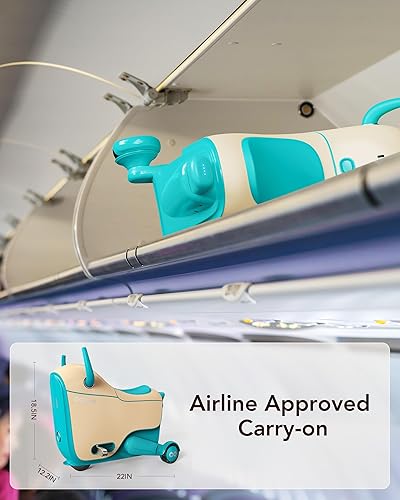 Miniatura 5 de Gyroor Juguete eléctrico para niños de 4 a 8 años, maleta de viaje en avión 2 en 1 con almacenamiento, 3 modos de velocidad, ruedas LED