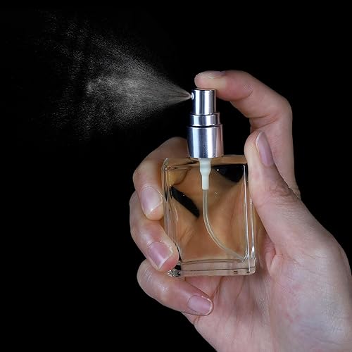 Miniatura 5 de Foraineam Paquete de 18 botellas de atomizador de niebla fina de vidrio transparente, mini botella de perfume recargable de 0.5 onzas líquidas