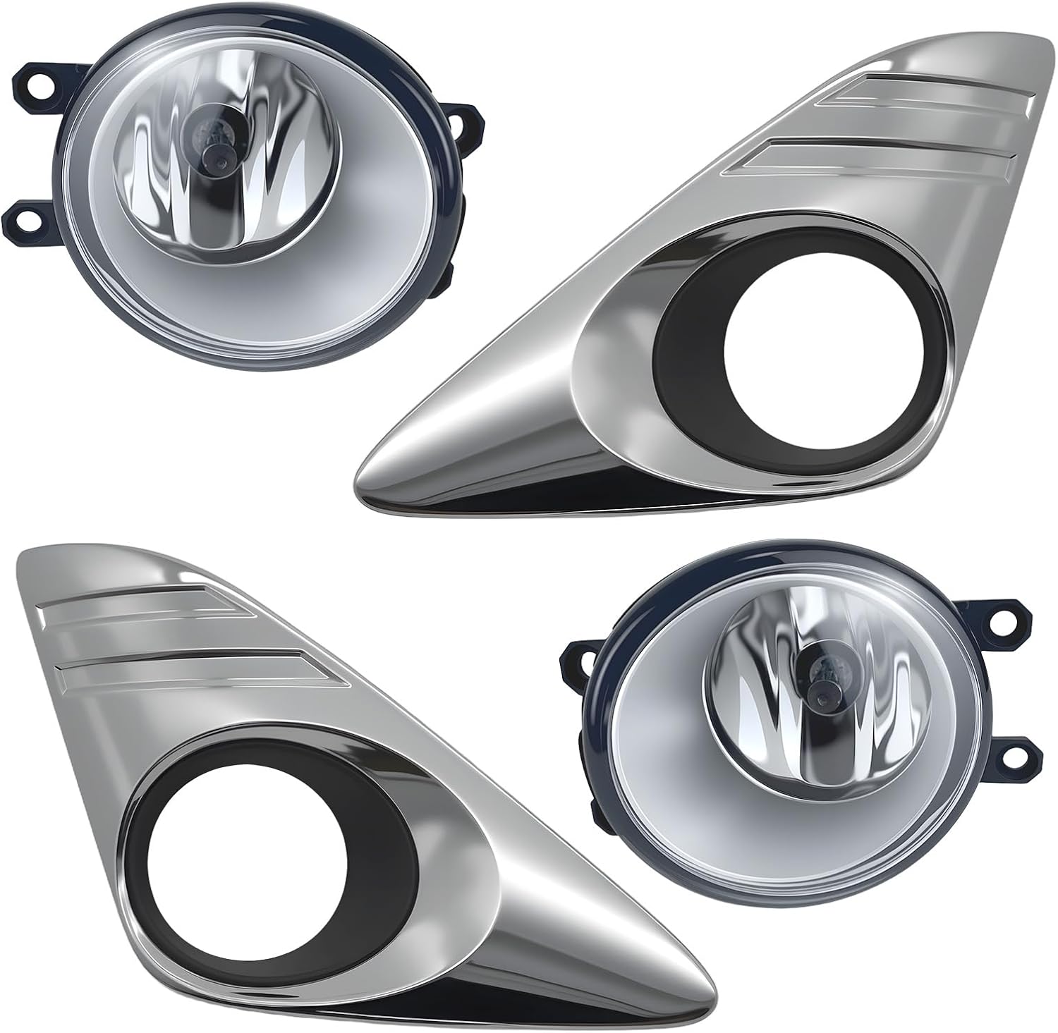 Fog Lights Compatible with 2012 2013 2014 Toyota Camry Fog Lights Bumper Driving Fog Lamps Assemblies with Switch and Wiring Harness Chrome Bezels 1 Pair of Fog Lights