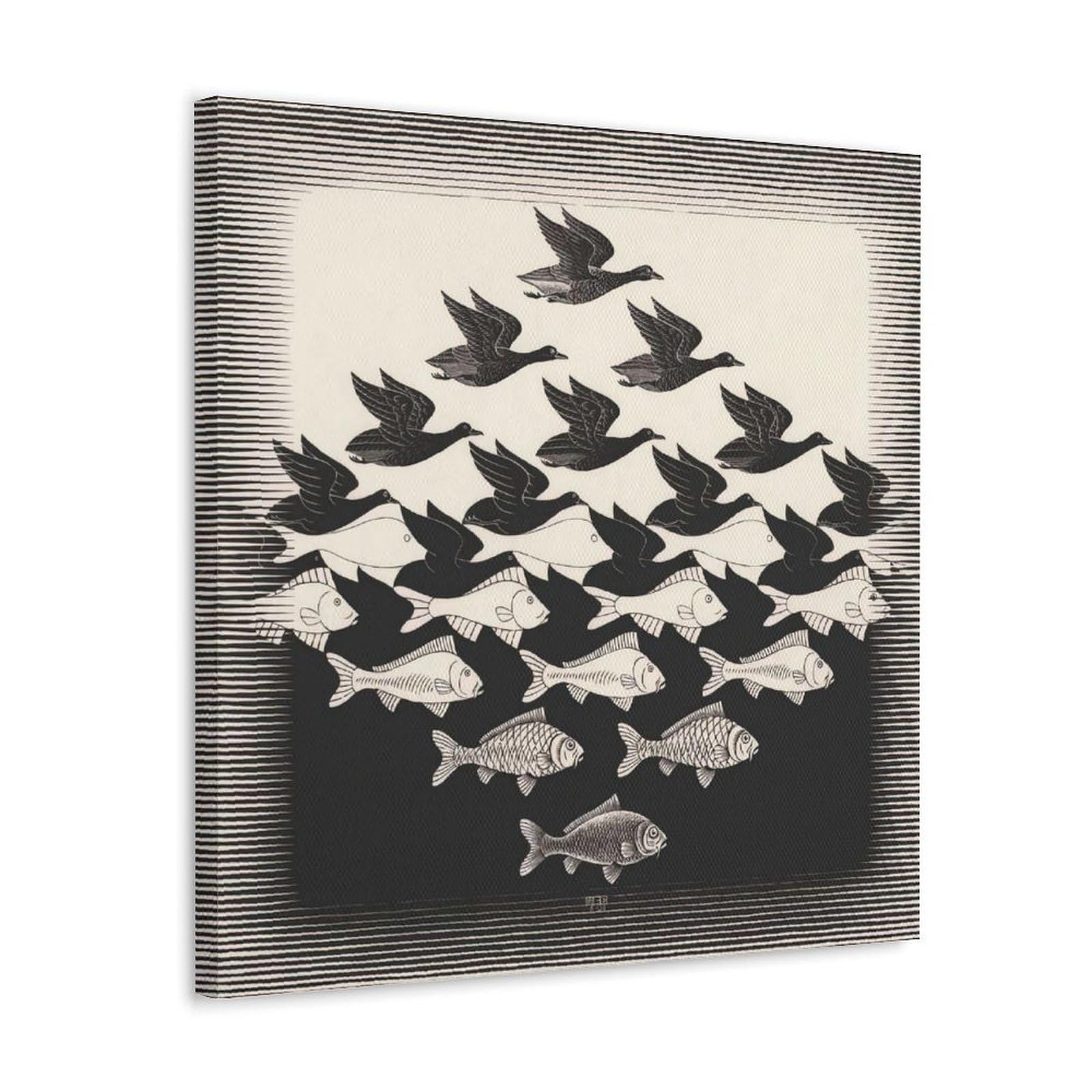 XuXueCC Maurits Cornelis Escher Prints Sky And Water I Wall Art Canvas Art And Wall Art Picture Print Modern Family Bedroom Decors Frame 12x12inch(30x30cm)