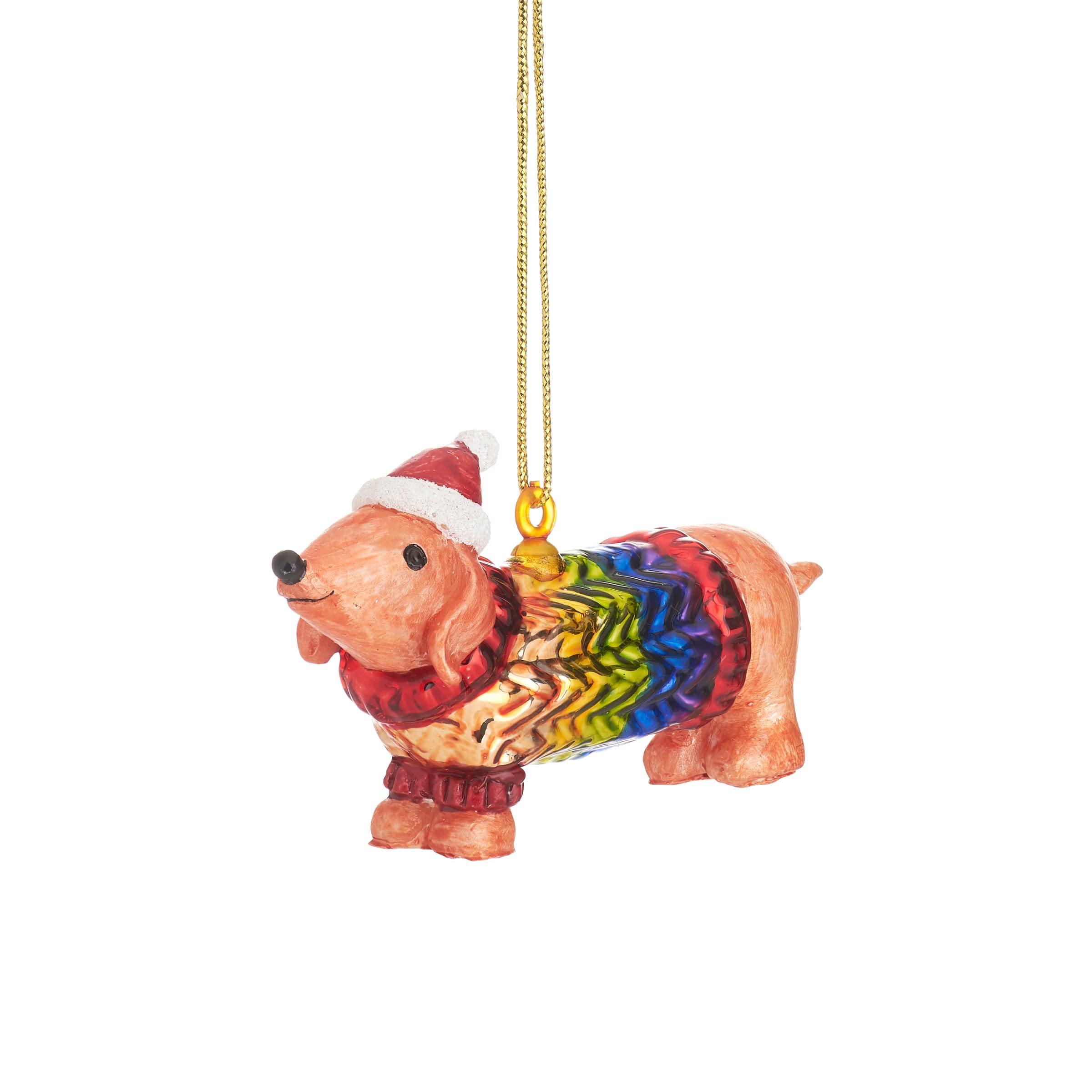 Sass & Belle Rainbow Sausage Dog In Jumper Bauble