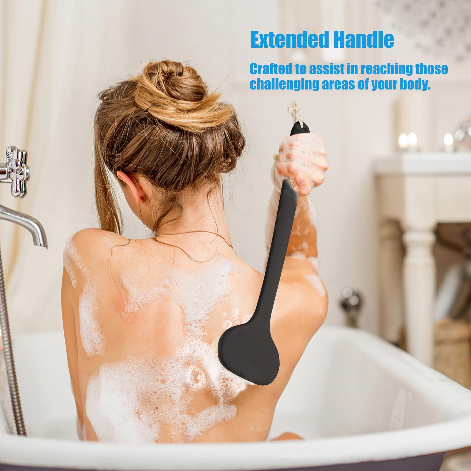 VANZAVANZU Back Scrubber for Shower Bath Brush with 17-Inch Long Anti-Slip Handle - Image 4