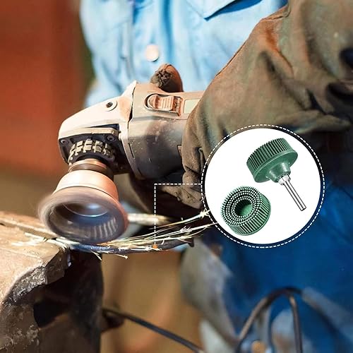 Miniatura 5 de Honoson 6 piezas de disco de cerdas de 2 pulgadas de grano de disco abrasivo disco de cerdas 50 # 80 # 120 # con accesorio de vástago de 1/4 de