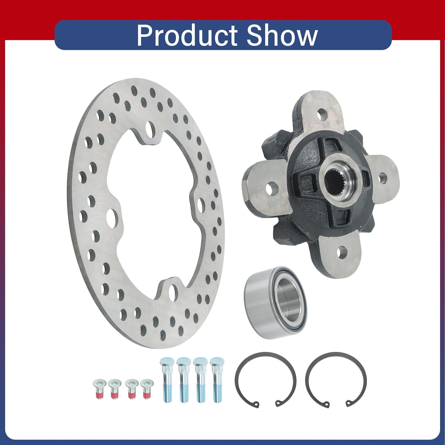 Front Wheel Hub Bearing Studs Brake Replacement for 5137387-067 5141046-067 3514699 5254999 Replacement for Polaris Ranger 570 900 1000 2013-2022