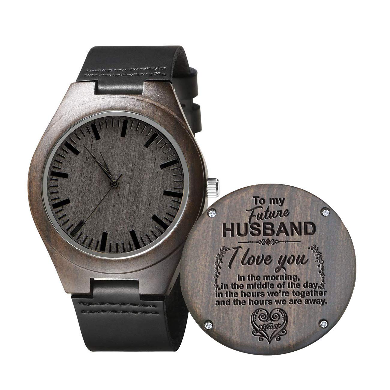 UFOOROUFOORO Engraved Wooden Watches for Men, Natural Wood Watch Personalized Gifts Customized Watch for Dad Son Husband Birthday Wedding Anniversary Graduation Christmas