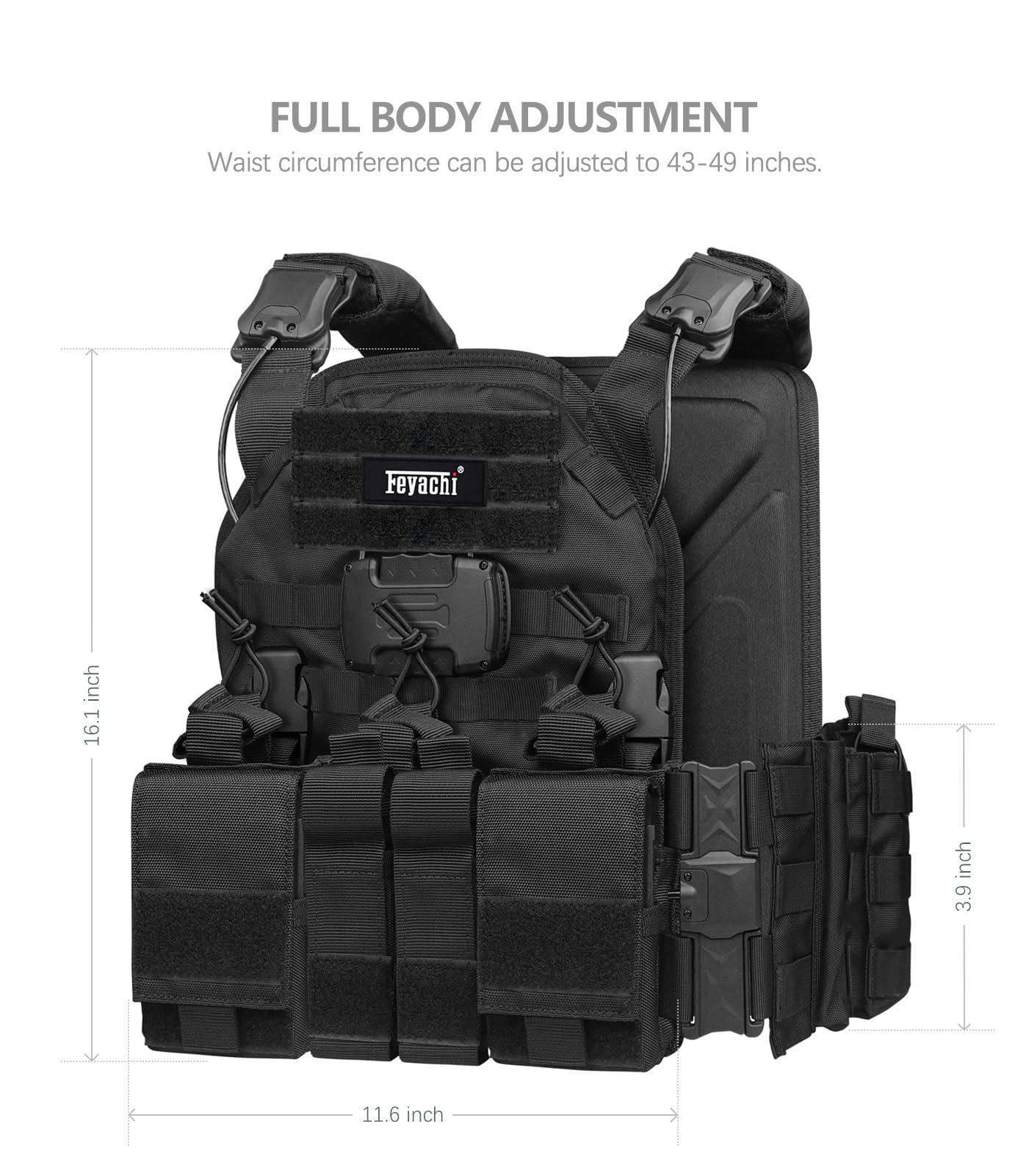 Feyachi Taktische Weste Plattenträger mit Einhand-Schnellverschluss | TM-20 Airsoft Weste, kompatibel mit Schutzplatten, Molle Leichte Einsatzweste für Airsoft, Paintball, Jagd & Outdoor