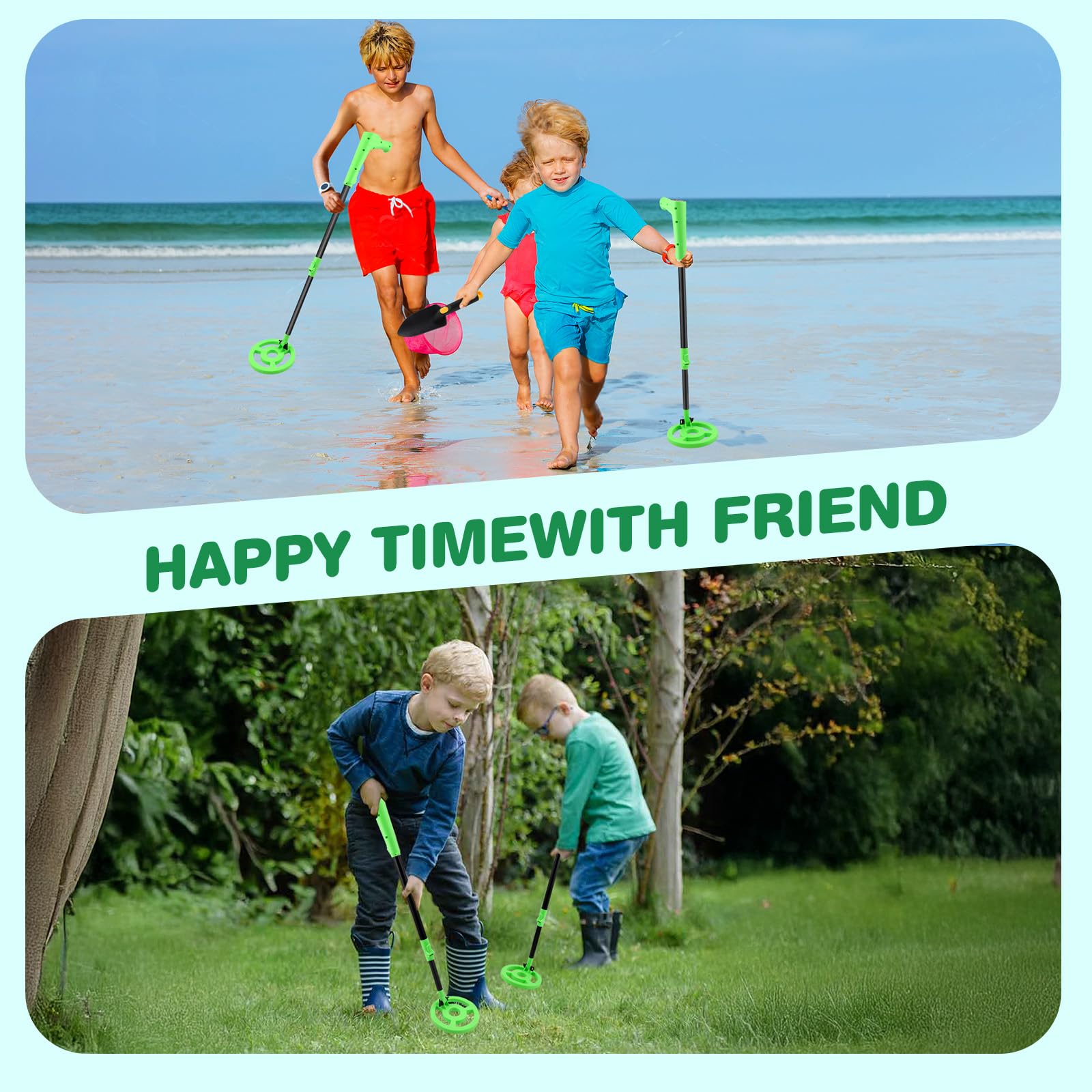 Détecteur de Métaux pour Enfants, Haute précision, écran LCD, Bobine étanche IP65, Manche Réglable 73-93 cm, Léger 600g, Détecteur d'or pour Enfants pour l'exploration en