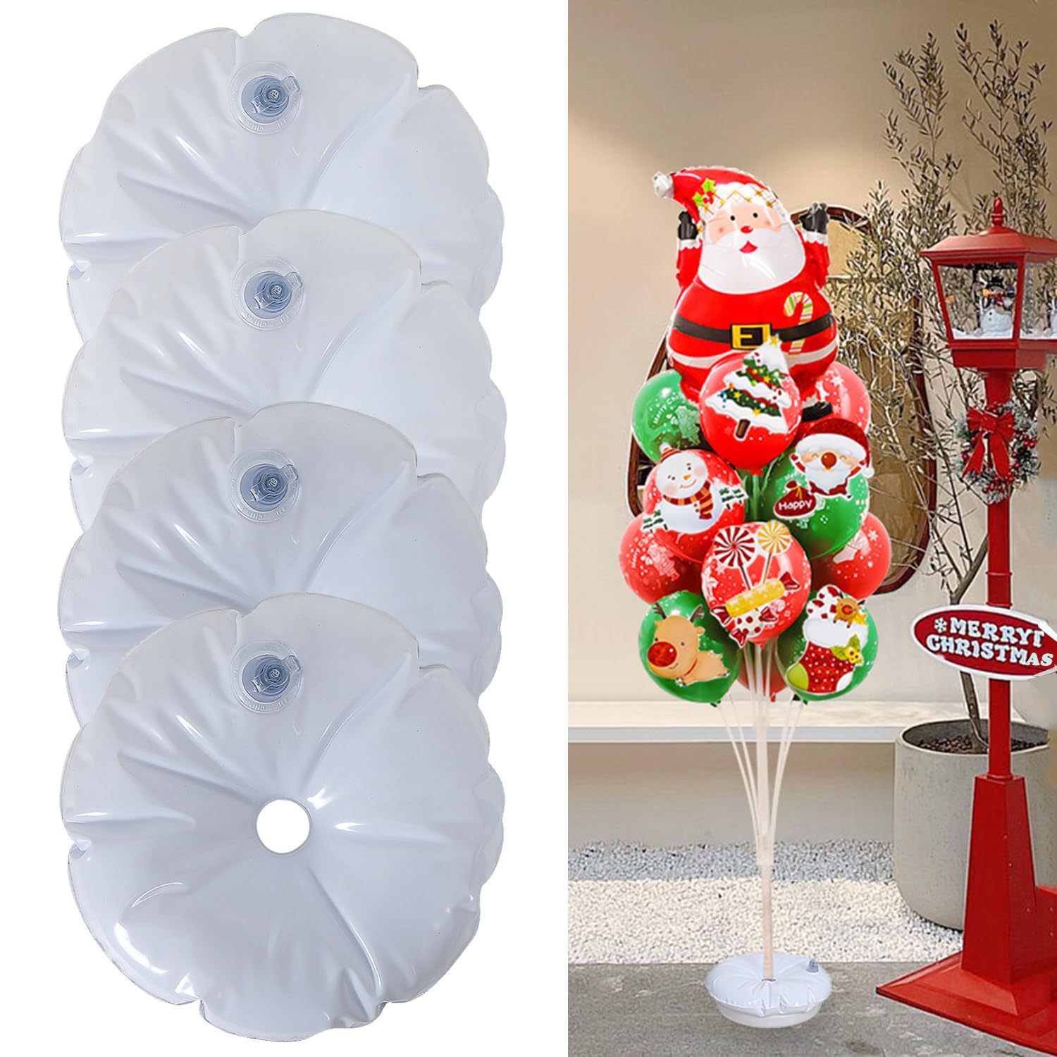 Balloon Stand Base,4 Pack Reusable Weight Bearing Bag for Table Balloon Stand,3 Lb Max Each (White)