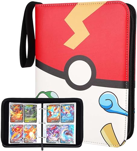 AEOLZ Carpeta de 4 bolsillos para tarjetas coleccionables de 480 tarjetas, soporte grande para tarjetas TCG, 3 anillas, 60 fundas para libros, con