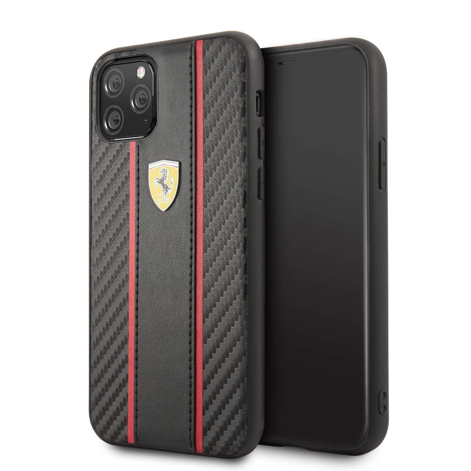 Ferrari CG Mobile Ferrari Carbon PU Leather Hard Case iPhone 11 Pro - Black