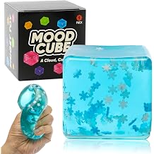 Snowflake Squishy Stress Ball, Ice Cube Sensory Fidget Toy for Kid Adult | Snowflakes Design, Square Shape, Slow Rising Sensory Stress Ball Cubes for ADHD Office Travel Airplane Classroom