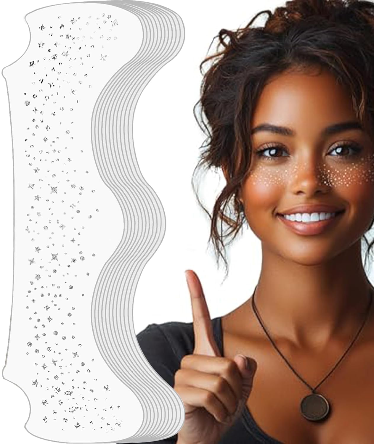 BAERFIT 6 Pcs Face Glitter Stickers Face Stickers for Women Face Sparkle Sticker Face Glitter Makeup Face Tattoo for Women Silver Stars Face Glitter Freckles Temporary Tattoo Sticker For Girls & Women