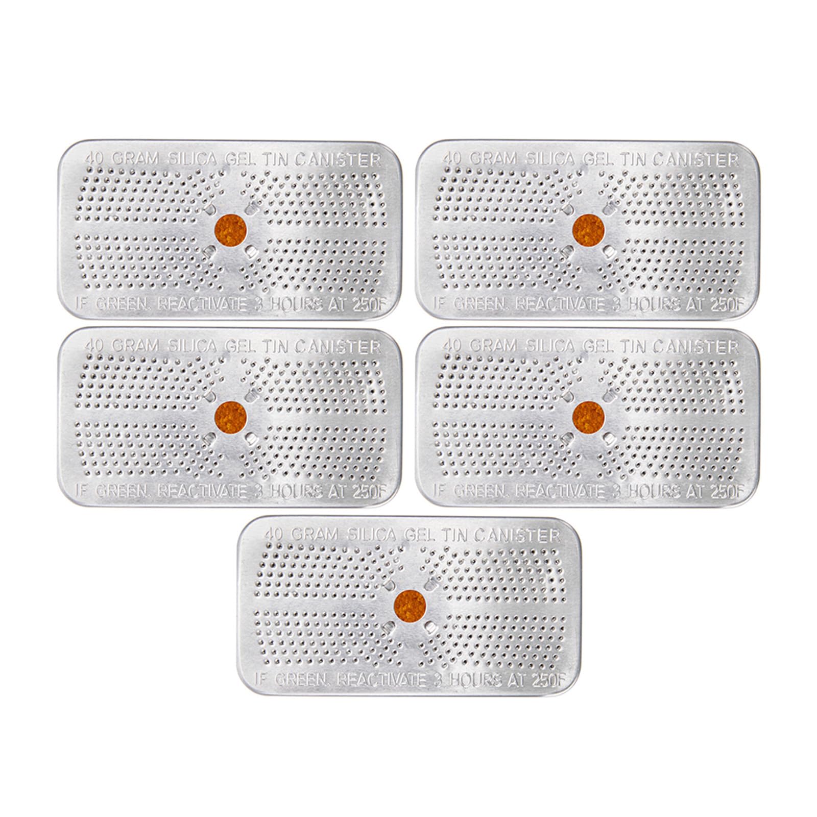 IMIKEYA Bustine di Silice Riutilizzabili 5 Pezzi Arancioni Contenitore in Alluminio 40 Gram per Eliminare Umidità in Scatole Fotografica e Armadietti