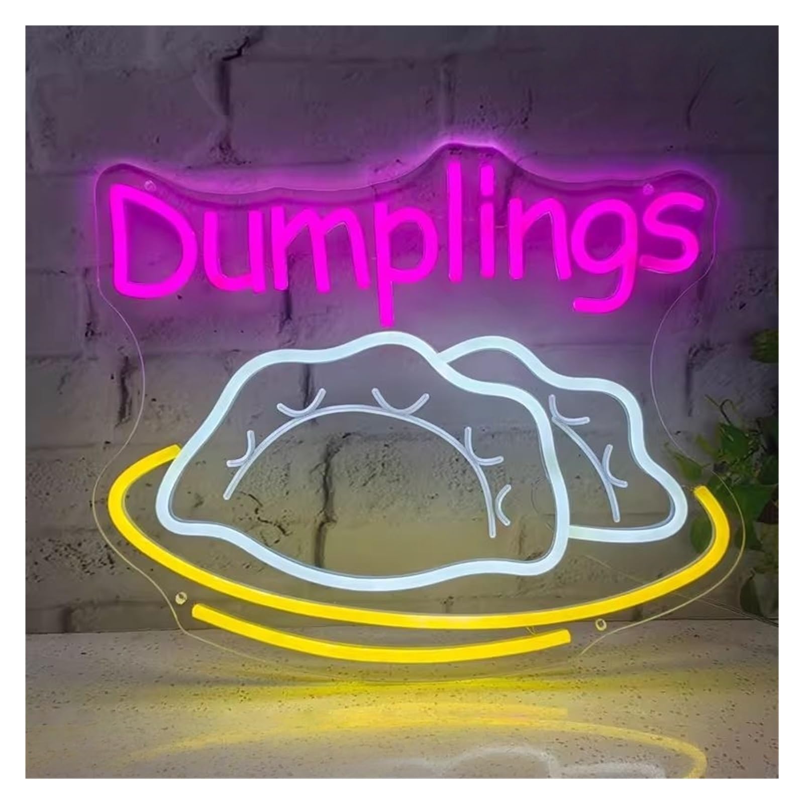 RONGCH Hanging Art Signs Dumplings Neon Sign USB Powered for Chinese Restaurants Wall Window Display Decor 33х40cm